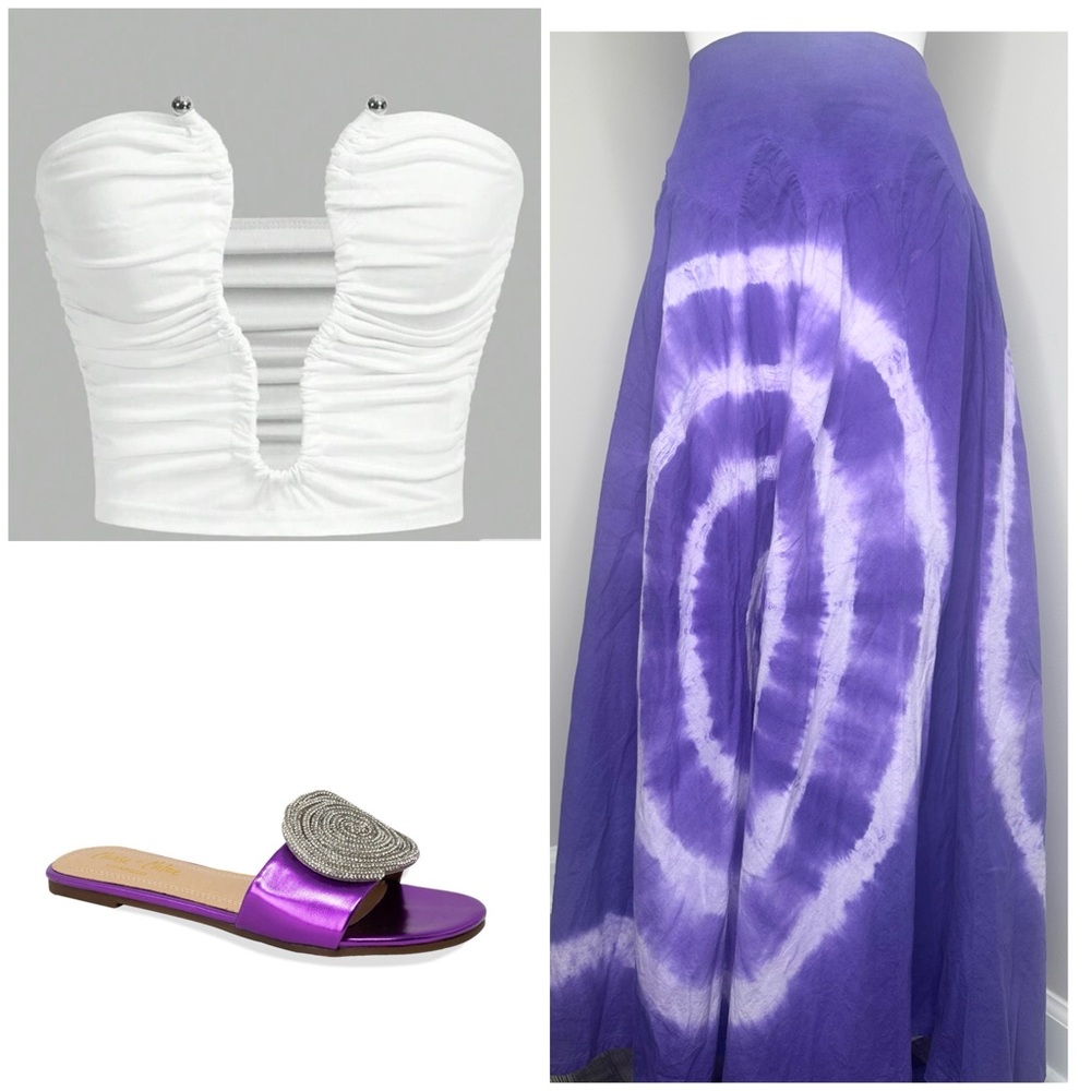 metrostyle Purple Tie-Dye Maxi Skirt
